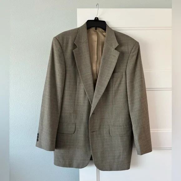 Men’s suit tan houndstooth check 40R pants 36x30 wool blend - Picture 9 of 9